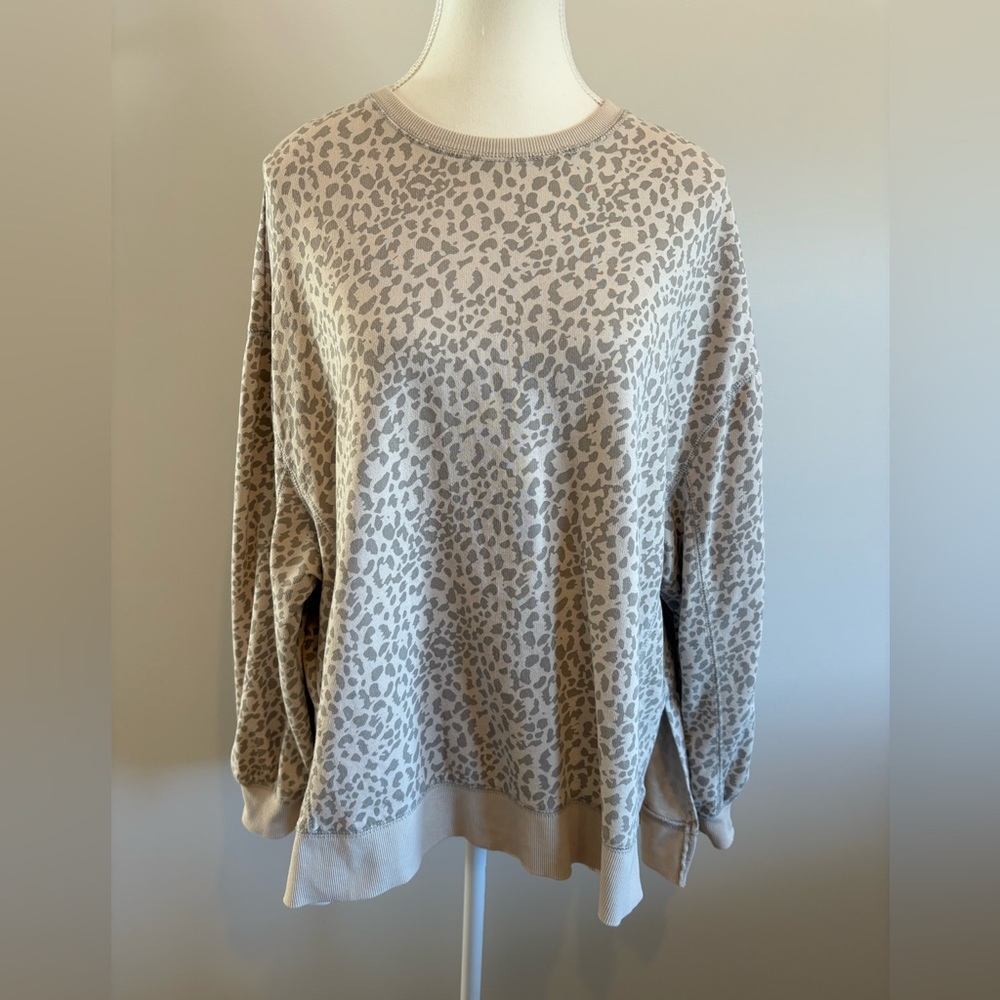 Z Supply Beige and Gray Animal Print Top